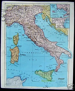 DIAPOSITIVA LINTERNA MÁGICA DE VIDRIO COLOR MAPA DE ITALIA C1910 FOTO - Imagen 1 de 2