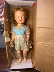 IDEAL POSIE 23" WALKING DOLL BENDY KNEES  by 1950s  W/ Box (Mute Cryer) OG DRESS - Picture 1 of 14