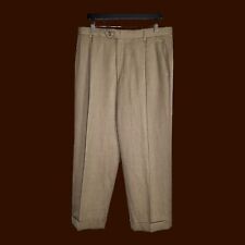 Joseph & Feiss Dress Pants Mens 38X28 Beige Wool Pleated Cuffed