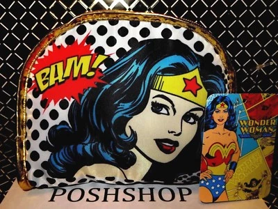 SOHO LIMITED EDITION  WONDER WOMAN  ROUND TOP  MAKEUP  COSMETIC BAG - Image 1 of 4
