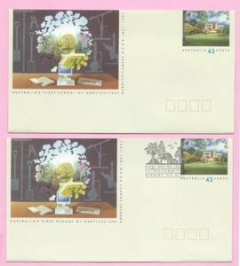 AUSTRALIA 1991 Pair of PSE's - FDC & Mint FIRST SCHOOL OF HORTICULTURE Burnley - Picture 1 of 2