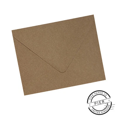 Brown Ribbed Kraft 5” Square Envelopes 100gsm - 130mm x 130mm - Pier Paper Co.
