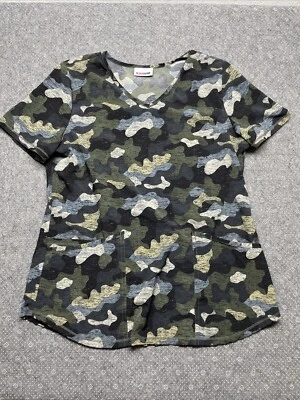 Scrubstar Forest Camo Scrub Top Green Size M Short Sleeve KG JD - Image 1 of 4