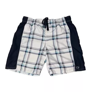 Pantalones cortos de baño Op azul y blanco a cuadros para hombre talla grande 36-38 - Imagen 1 de 11