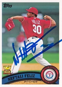NEFTALI FELIZ SIGNED AUTO'D 2011 TOPPS CARD 600 MILWAUKEE BREWERS DETROIT TIGERS - Picture 1 of 3