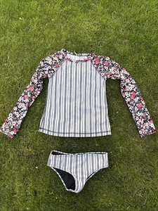 Billabong Girl's 8 L/S 2 Pc Rash Guard Tankini Swimsuit Spring Daydream Floral - Picture 1 of 1