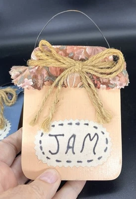 Peach Mason Jar Sign Jam Wood Home Hanging Wall Decor Cute Cottage Decor - Image 1 of 4