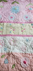 Quilted Comforter/Bedspread - Pottery Barn Kids - Pink/Floral - 86" x 68" - Picture 1 of 11