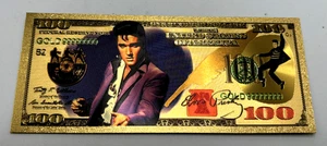 Banconota Elvis Presley $100 Dollari Oro Karato Fantasy Foil Oro Da Collezione - Foto 1 di 2