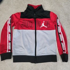 Nike Jordan Track Jacket Boys Medium 5-6 Years Jump Man Red Black Gray Full Zip - Picture 1 of 6