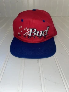 Bud Racing Hat Cap Budweiser Red One Size Snapback - Picture 1 of 5