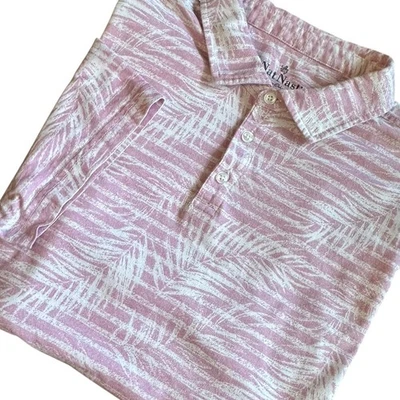 Nat Nast Luxury Originals Polo Men's XXL Pink Palm Tree Print Polo Short Sleeve - Image 1 of 4