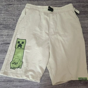Minecraft Creeper Graphic Shorts Tan Beige XL Extra Large Gaming Lounge - Picture 1 of 10