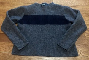 Polo Ralph Lauren Sweater Youth XL Grey Crewneck Pullover Cropped  100% Wool - Picture 1 of 6