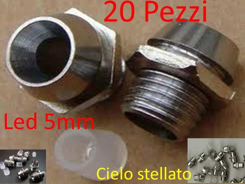 20 x LED Holder metal 5mm CIELO STELLATO lampadina faretto tuning BARCA diodi - Immagine 1 di 1