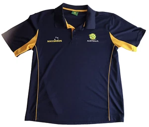 Socceroos Australia Polo Shirt Blue & Gold Mens Size Medium - Picture 1 of 9