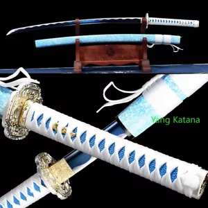 blue Full Tang Carbon Steel Sharp Blue Blade Katana Japanese Samurai Sword #1046 - Picture 1 of 11