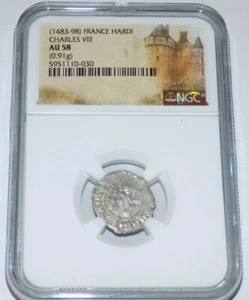 NGC FRANCE 1483-98 Silver HARDI CHARLES VIII AU58 French Medieval Grade UNC Coin - Picture 1 of 4