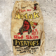 Vtg Nodak Red Skin Potatoes Indian Burlap Sack North Dakota Milbrite 100lbs I