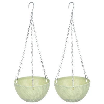 Colgador de plantas de macramé 2 piezas, maceta colgante de cuerda maceta interior, verde Foto 1 de 4