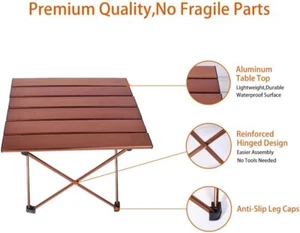 Folding Portable Camping Table Aluminum Table Top with Carrying Bag 22"x16"x16" - Picture 1 of 8