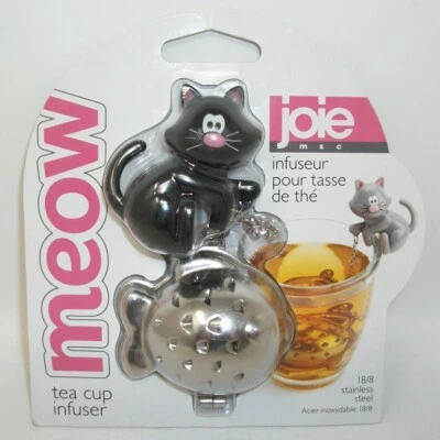 Infusor de taza de té Joie Meow gato negro gatito nariz rosa acero inoxidable con forma de pez 18/8 Foto 1 de 4