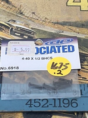 Team Associated 6918 Button Head Socket Screw {4-40 x 1/2 x 6pc} NIP USA Shipped - Image 1 of 4