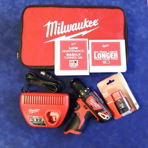 Milwaukee Power Tools #2407 3/8" Drill Kit W/ Bag, Charger, 2.0 & Stickers New - Picture 1 of 2