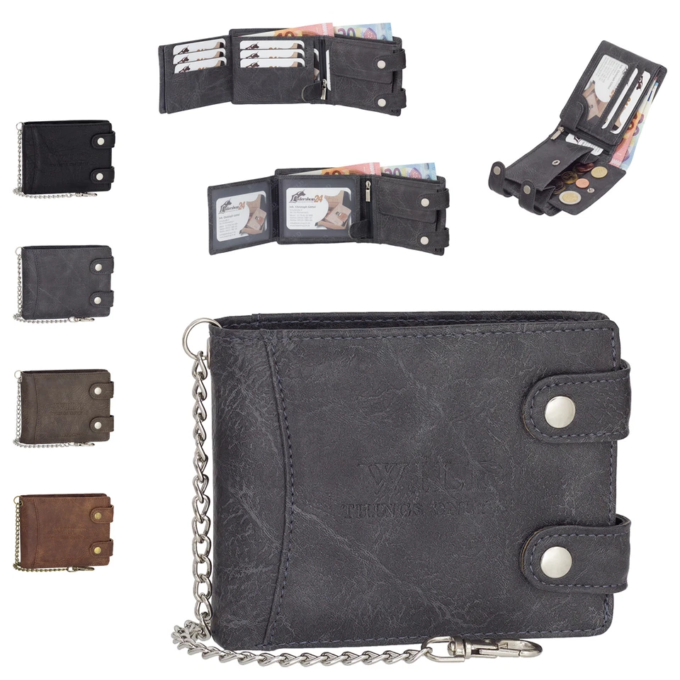 Mens Wallet Faux Leather Biker Wallet with Chain Purse Wallet - Image 1 of 1