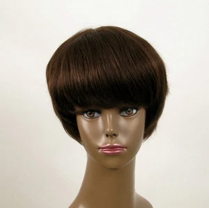 Perruque afro femme 100% cheveux naturel châtain ref WHIT 06/6 - Picture 1 of 9