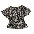 Danii Minogue Women?s Top Size 12 P Wrap Waist Leopard Print Short Sleeve