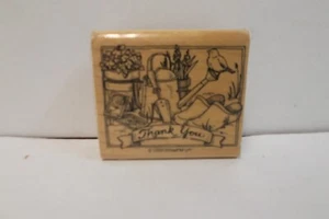 Stampin Up Thank You Garden Tools Spring Bird Rubber Stamp VTG NEW - Picture 1 of 2