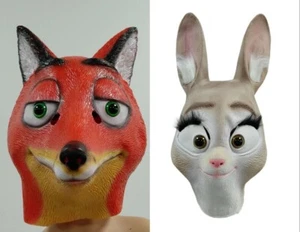 Masquerade Halloween Latex Fancy Zootopia Nick Judy Head Mask Creepy Party Props - Picture 1 of 17