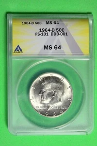 1964 D ANACS MS64 Kennedy Half Dollar #B26767 - Picture 1 of 2