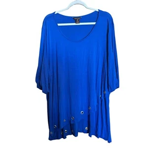 Multiples Tunic Top Womens 3X Blue Layered Grommet Detail Stretch Scoop Blouse - Picture 1 of 8