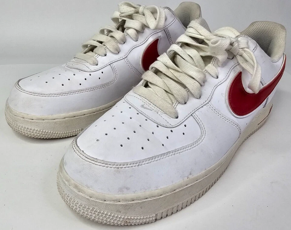 Nike Air Force 1 Low A02423-102 Men's White/White Gym Red Leather Shoes 12 - Image 1 of 4
