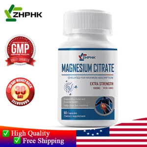 Magnesium Citrate Capsules High Potency For Muscle Health 1000mg Per Serving - Picture 1 of 8