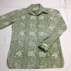 Vintage 70er Reyn Spooner Reverse Print RARE Long Sleeve Hawaiian Flag Shirt Small - Bild 1 von 7