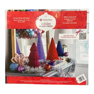 Member's Mark Pre-Lit 4 Pc Indoor Flocked Glass Holiday Trees (Rd/Pk/Prpl/Blue) - Picture 1 of 2