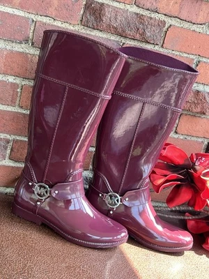 Michael Kors Fulton Arnés Color Vino Botas de Lluvia Altas Mujer’s Talla 9 Foto 1 de 4