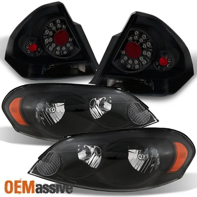 Fit 06-13 Impala Black Headlights + Black Smoke LED Tail Lights  Replacement - Изображение 1 из 4