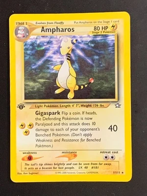 Ampharos 1/111 1st Edition Neo Genesis Holo Rare Vintage WOTC Pokemon Card - Image 1 of 4