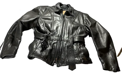 De colección KERR EE. UU. Negro Cinturón Motociclista Cuero Grueso Forro Acolchado Mujer 14 Bolsillos Foto 1 de 4