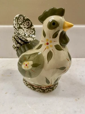 Temp-tations Porcelain Green Chicken Rooster 4 Piece Measuring Spoon Holder - Image 1 of 4