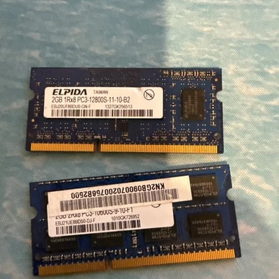2x Elpida 2GB 1Rx8 PC3-12800S-11-10-B2 RAM  Laptop Memory 4GB Total - Image 1 of 3