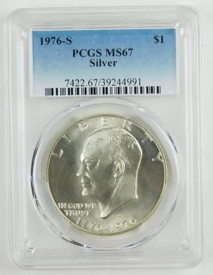 1976-S $1 Eisenhower IKE dólar de prata PCGS MS67 gema moeda não circulada C2879 - Imagem 1 de 2