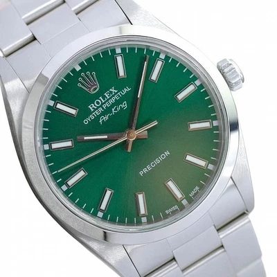 Reloj Rolex AirKing para hombre 34 mm esfera verde bisel liso Oyster con caja original Foto 1 de 4