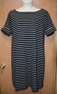 Womens Black Khaki Striped Karen Scott Sport Short Sleeve Dress Size 0X NWT NEW - Picture 1 of 2