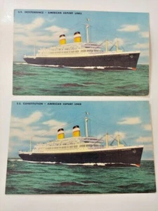1950s SS Independence & SS Constitution American Export Lines Linen Postcards - Bild 1 von 4