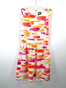 VINCE CAMUTO Midi Fit & Flare Party Dress Women Size 8 Pastel Multi-Color Lined - Picture 1 of 14